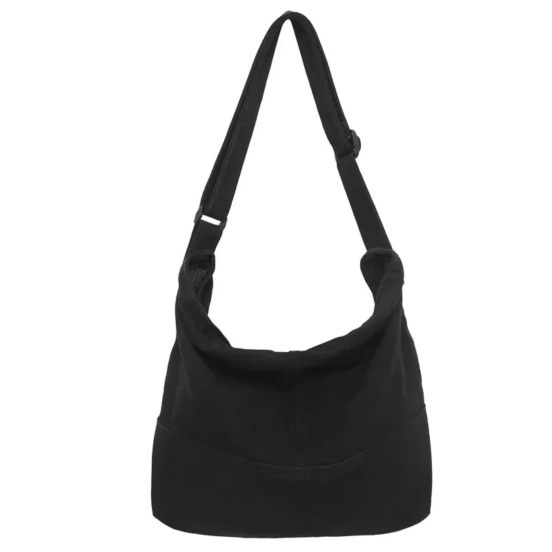 Sohiwoo Solid Canvas Casual Shoulder Bags For Women Large Capacity Travel Crossbody Bag Daily Messenger Bag For College Students Bookbag