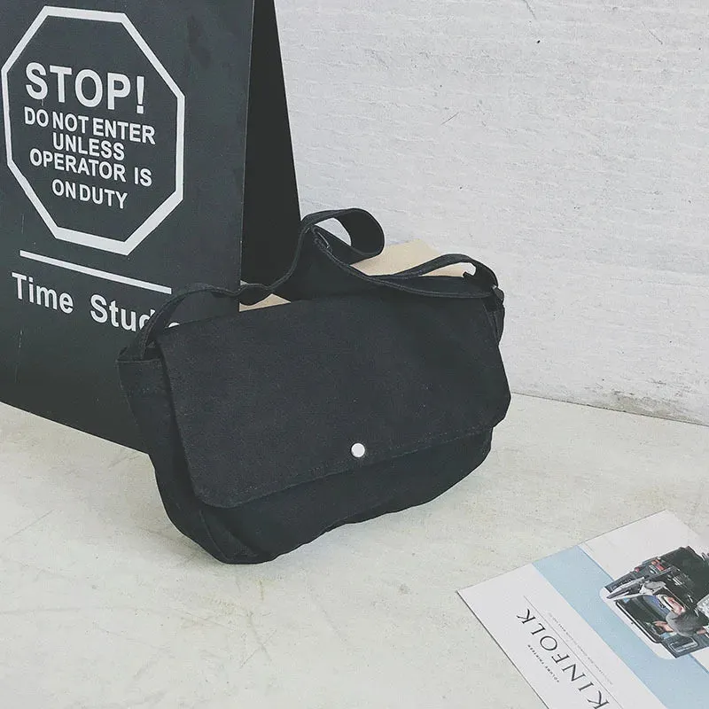 Sohiwoo Unisex Canvas Cloth Hobo Slouchy Sling Side Bag 2024 Grunge Textile Fabric Y2K School Book Laptop Medium Size Postman Pouch Bag