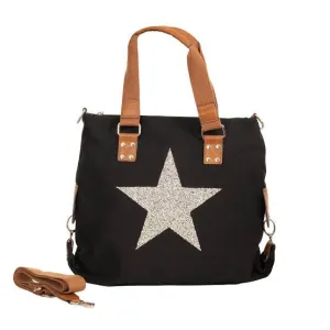 Star Canvas Tote Bag - Black