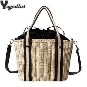 Summer Handmade Bags For Women Weaving Ladies Straw Bag Beach Bag Rattan Kintted Handbags Totes Bohemia Knitted Shoulder bag