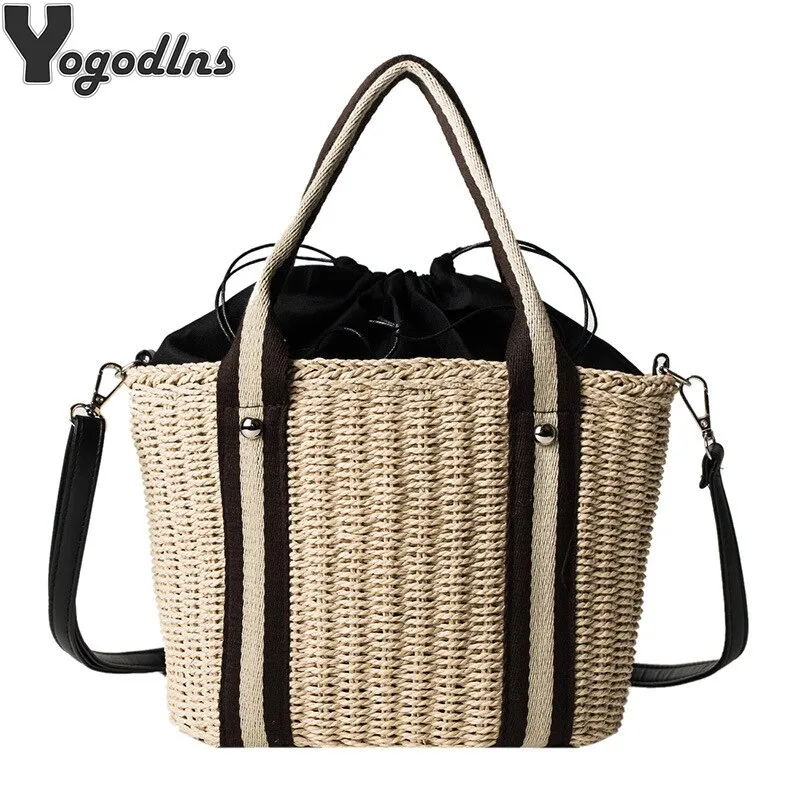Summer Handmade Bags For Women Weaving Ladies Straw Bag Beach Bag Rattan Kintted Handbags Totes Bohemia Knitted Shoulder bag