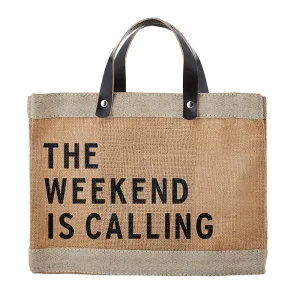 The Weekend Is Calling Jute Tote