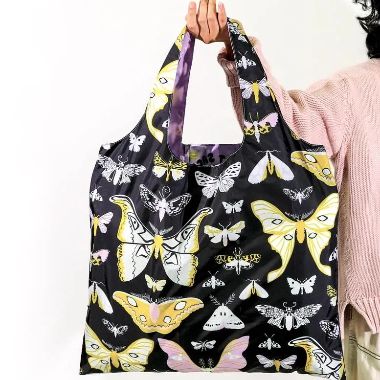 Yellow Owl Reusable Bag - Moths